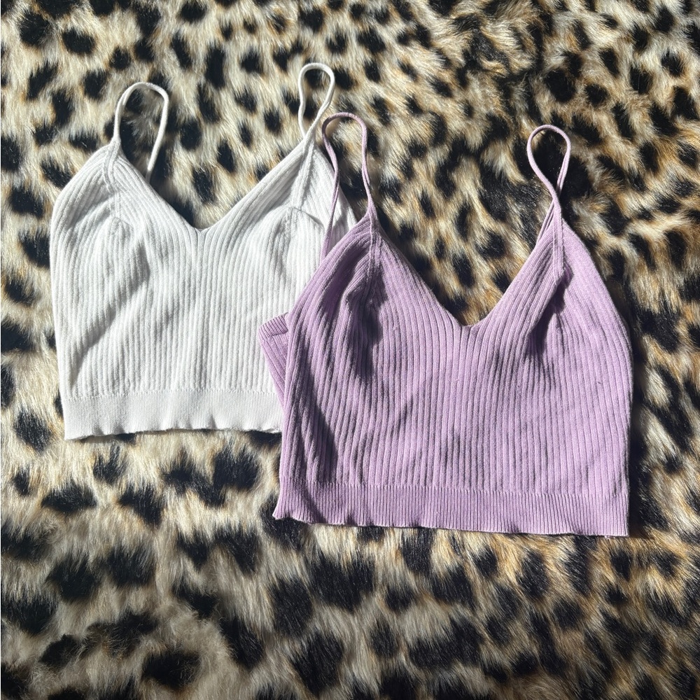 SHEIN Lavender and White Ribbed Camisoles
